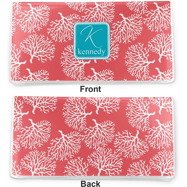 Coral & Teal Vinyl Check Book Cover - Front and Back