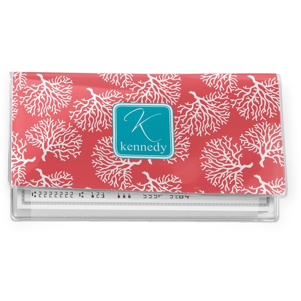 Custom Coral & Teal Vinyl Checkbook Cover (Personalized)
