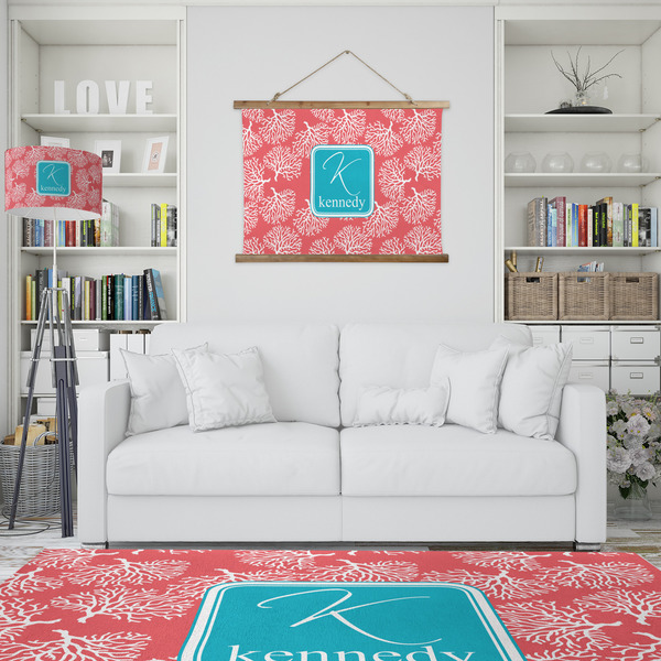 Coral & Teal Wall Hanging Tapestry - IN CONTEXT