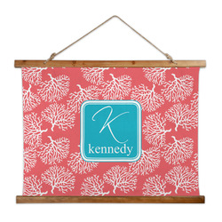 Coral & Teal Wall Hanging Tapestry - Wide (Personalized)