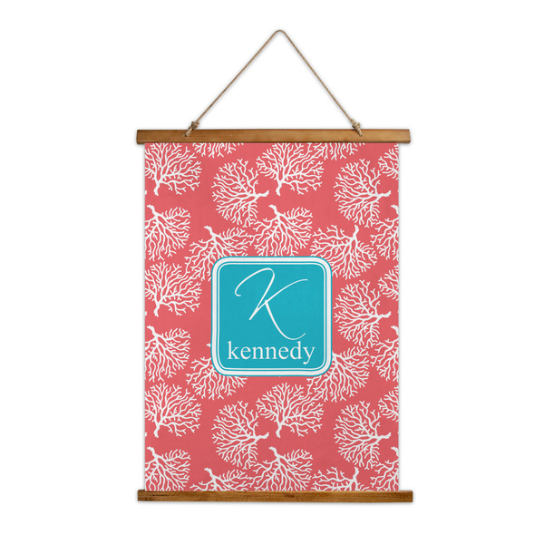 Custom Coral & Teal Wall Hanging Tapestry - Tall (Personalized)