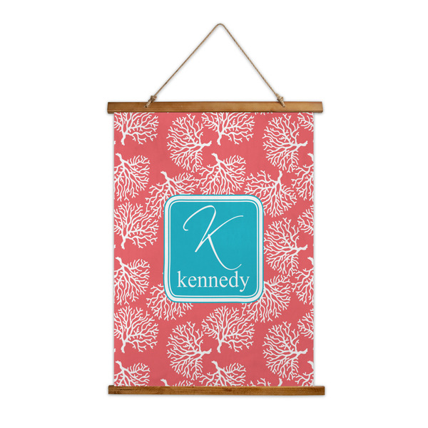 Custom Coral & Teal Wall Hanging Tapestry - Tall (Personalized)