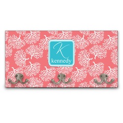 Coral & Teal Wall Mounted Coat Rack (Personalized)