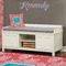 Coral & Teal Wall Name Decal Above Storage bench
