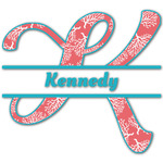 Coral & Teal Name & Initial Decal - Up to 9"x9" (Personalized)