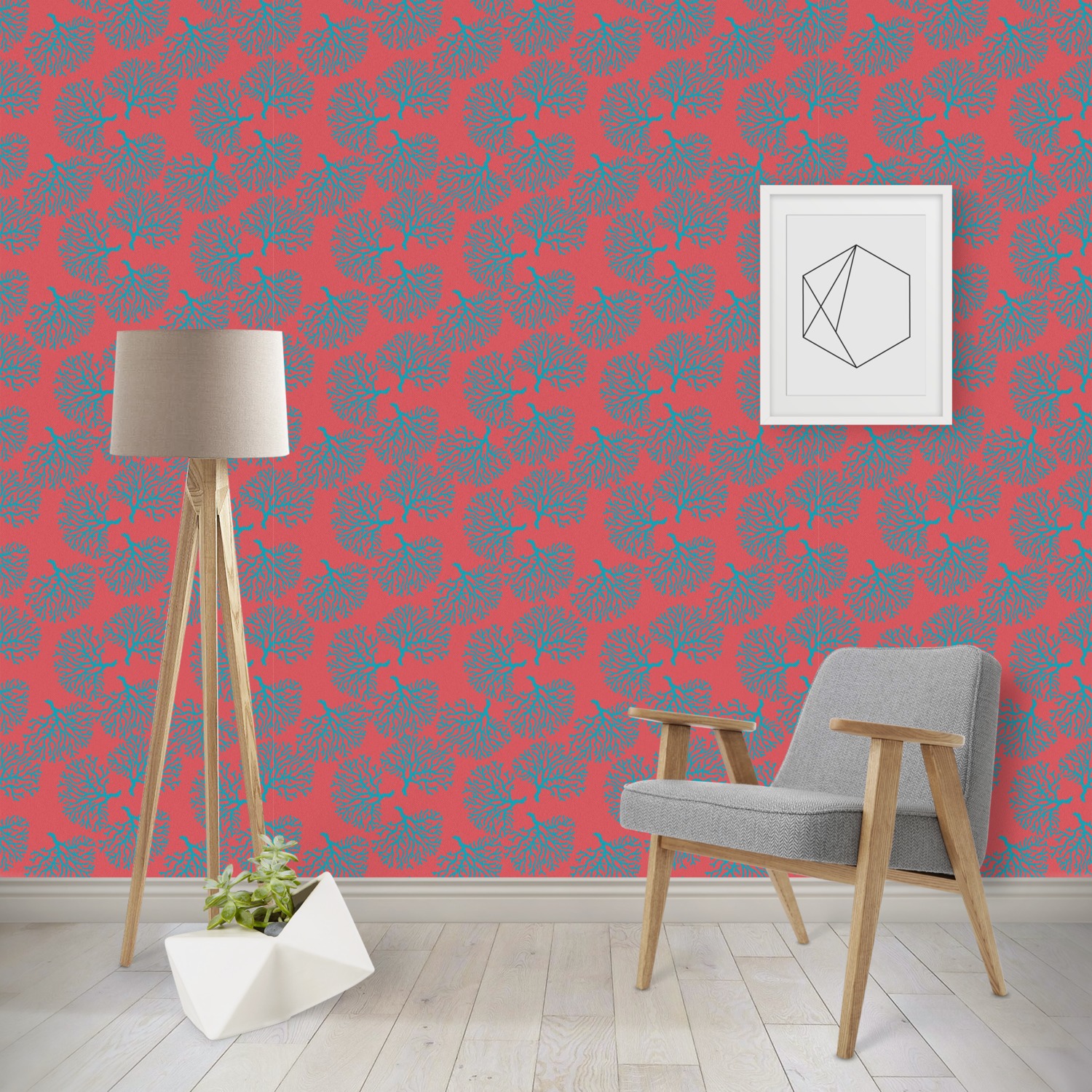 Coral & Teal Wallpaper & Surface Covering (Peel & Stick
