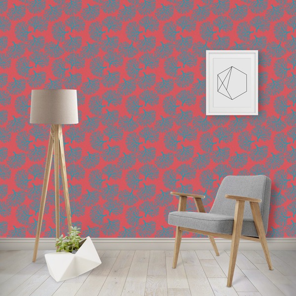 Custom Coral & Teal Wallpaper & Surface Covering (Peel & Stick - Repositionable)
