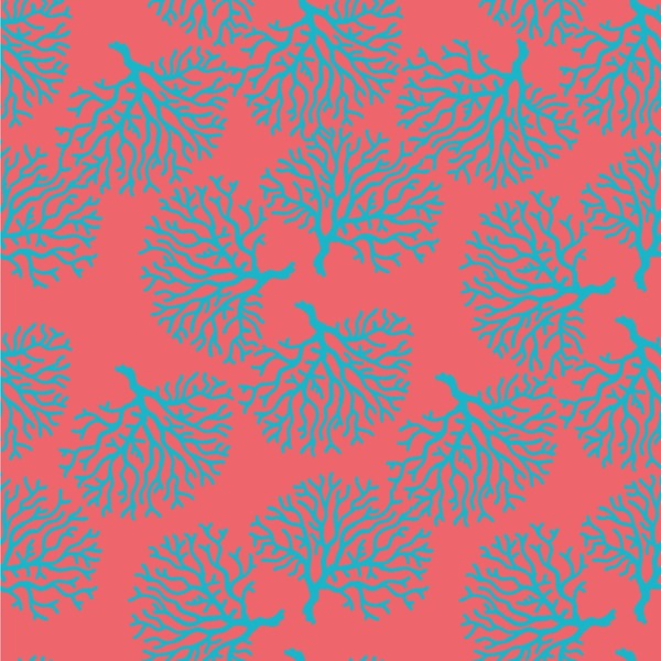 Custom Coral & Teal Wallpaper & Surface Covering (Peel & Stick 24"x 24" Sample)