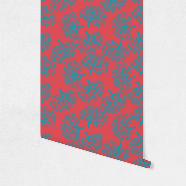 Coral & Teal Wallpaper on Wall