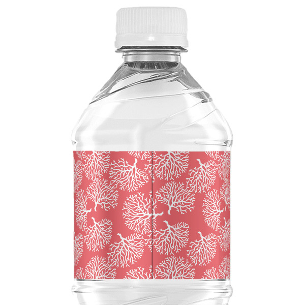 Coral & Teal Water Bottle Label - Back View