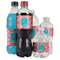 Coral & Teal Water Bottle Label - Multiple Bottle Sizes