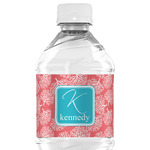 Coral & Teal Water Bottle Labels - Custom Sized (Personalized)