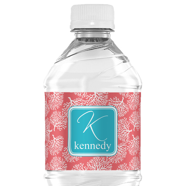 Custom Coral & Teal Water Bottle Labels - Custom Sized (Personalized)
