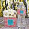 Coral & Teal Water Bottle Label - w/ Favor Box