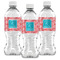 Coral & Teal Water Bottle Labels - Front View