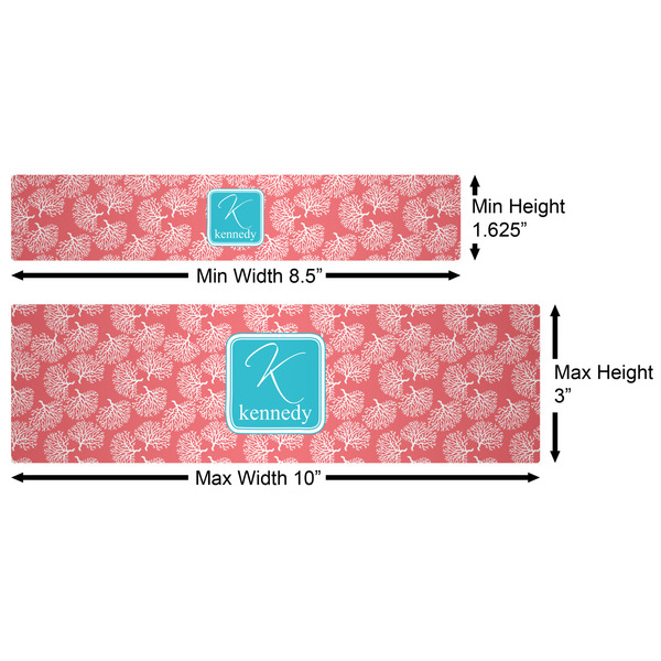 Coral & Teal Water Bottle Labels w/ Dimensions