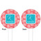 Coral & Teal White Plastic 4" Food Pick - Round - Double Sided - Front & Back