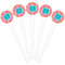 Coral & Teal White Plastic 4" Food Pick - Round - Fan View