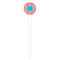 Coral & Teal White Plastic 4" Food Pick - Round - Single Pick