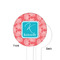 Coral & Teal White Plastic 4" Food Pick - Round - Single Sided - Front & Back