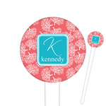 Coral & Teal Round Plastic Food Picks (Personalized)