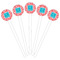 Coral & Teal White Plastic 6" Food Pick - Round - Fan View