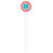 Coral & Teal White Plastic 6" Food Pick - Round - Single Pick