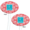 Coral & Teal White Plastic 7" Stir Stick - Double Sided - Oval - Front & Back