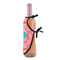 Coral & Teal Wine Bottle Apron - DETAIL WITH CLIP ON NECK