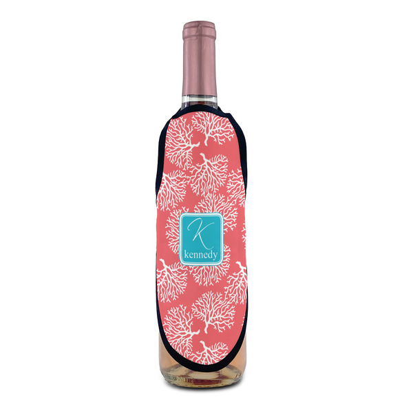 Coral & Teal Wine Bottle Apron - IN CONTEXT