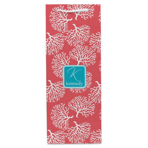 Coral & Teal Wine Gift Bag - Gloss - Front