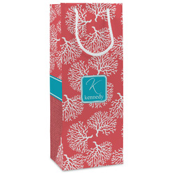 Coral & Teal Wine Gift Bags - Gloss (Personalized)