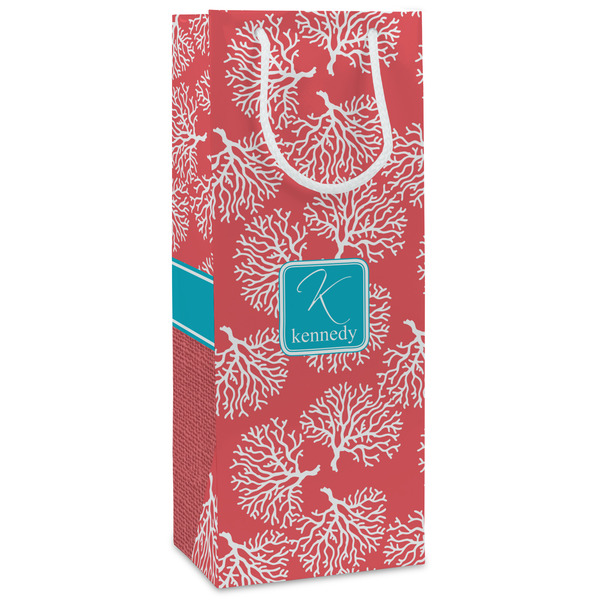 Custom Coral & Teal Wine Gift Bags (Personalized)