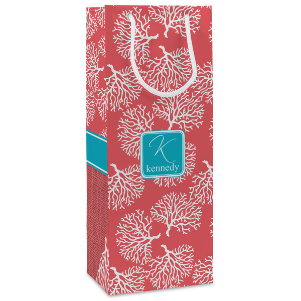 Custom Coral & Teal Wine Gift Bags - Gloss (Personalized)