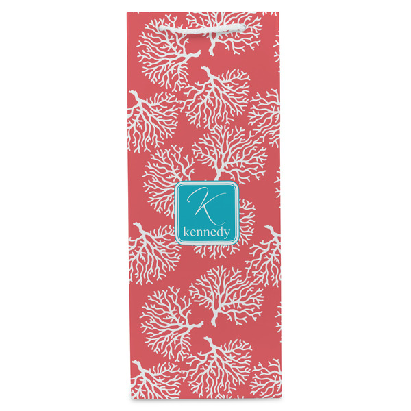 Coral & Teal Wine Gift Bag - Matte - Front