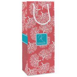 Coral & Teal Wine Gift Bags - Matte (Personalized)