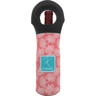 Custom Coral & Teal Wine Tote Bag (Personalized)
