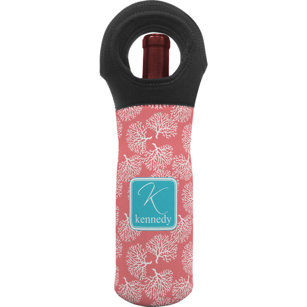 Custom Coral & Teal Wine Tote Bag (Personalized)