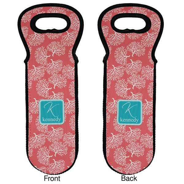 Coral & Teal Wine Tote Front & Back