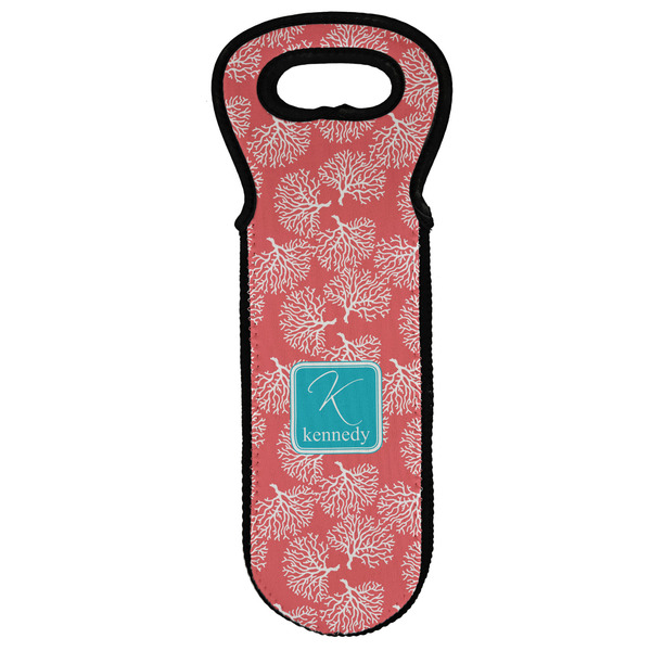 Custom Coral & Teal Wine Tote Bag (Personalized)