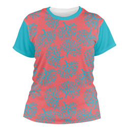 Coral & Teal Women's Crew T-Shirt - Medium