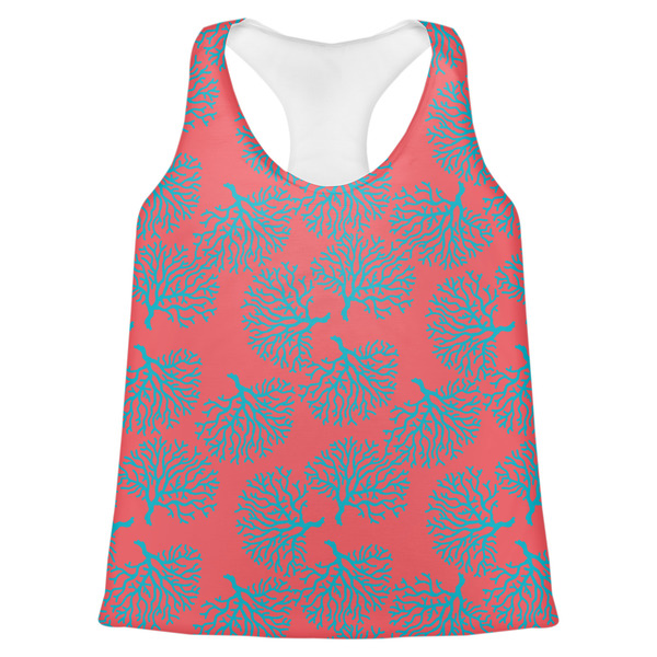 Custom Coral & Teal Womens Racerback Tank Top - 2X Large