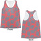 Coral & Teal Womens Racerback Tank Tops - Medium - Front and Back