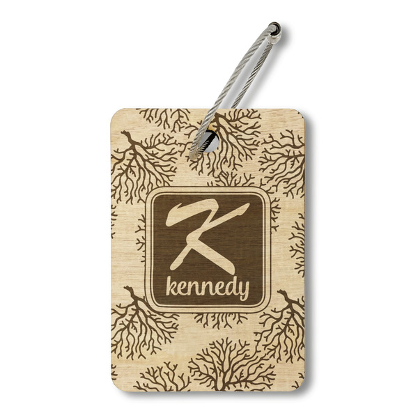 Coral & Teal Wood Luggage Tags - Rectangle - Front/Main