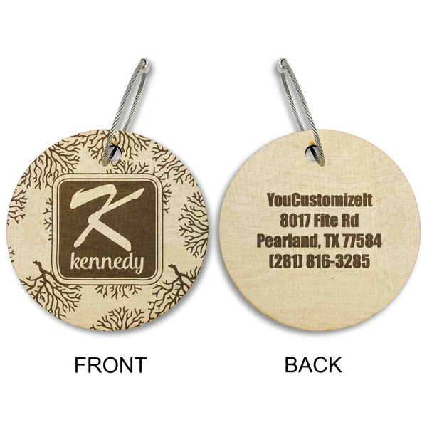 Coral & Teal Wood Luggage Tags - Round - Approval