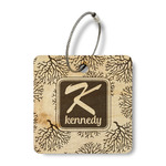 Coral & Teal Wood Luggage Tag - Square (Personalized)