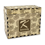 Coral & Teal Wood Recipe Box - Laser Engraved (Personalized)