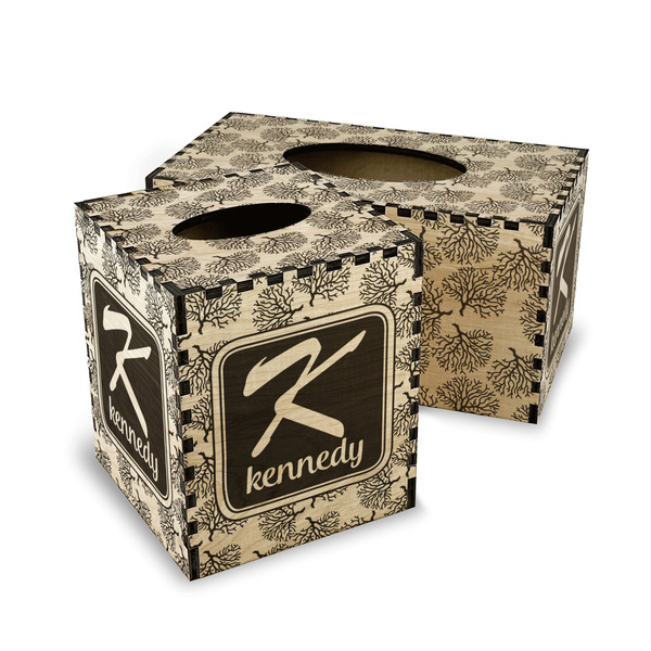 Coral & Teal Wood Tissue Box Covers - Parent/Main