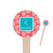 Coral & Teal Wooden 4" Food Pick - Round - Closeup