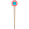 Coral & Teal Wooden 4" Food Pick - Round - Single Pick